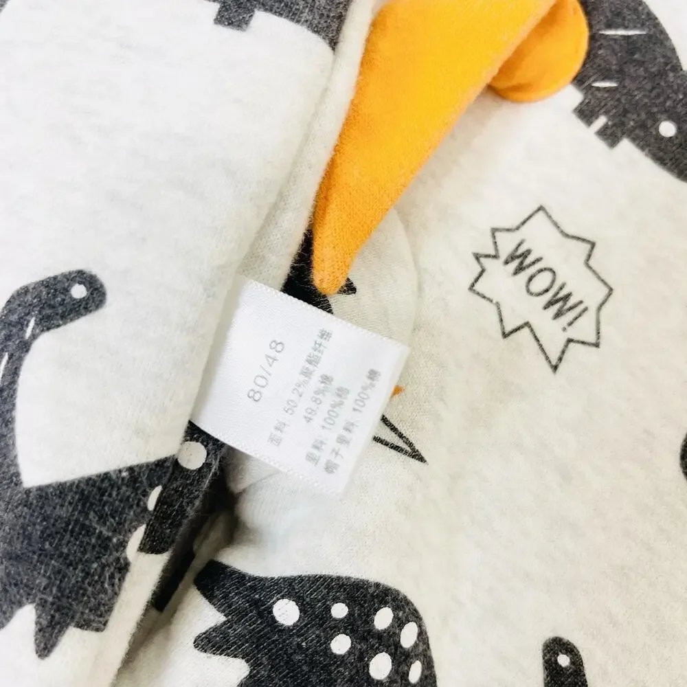 Baby Boy Dinosaur Pattern Long Sleeve Hooded Zipped Romper Winter Jumpsuit 6-12m